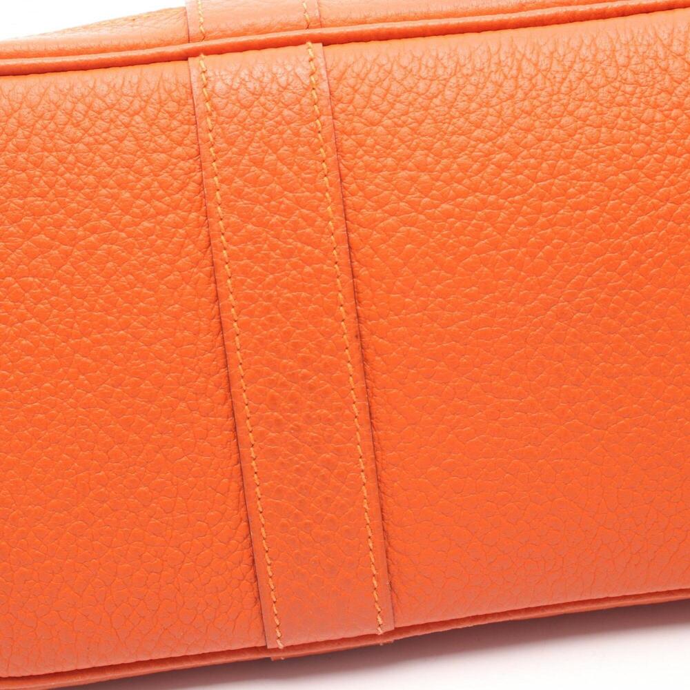 Hermes Garden Party TPM Tote Bag Handbag Leather Toile Chevron Women's Orange - Picture 9 of 11